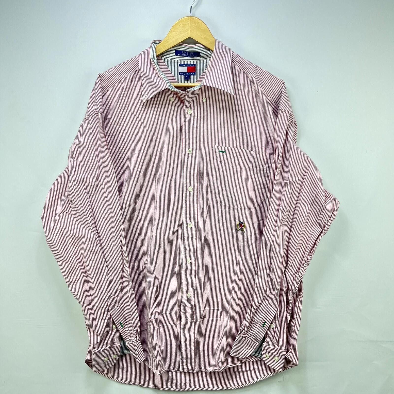 Tommy Hilfiger Vintage 90s Tommy Hilfiger Crest Button Up Shirt Striped XL Size US XL / EU 56 / 4 - 1 Thumbnail