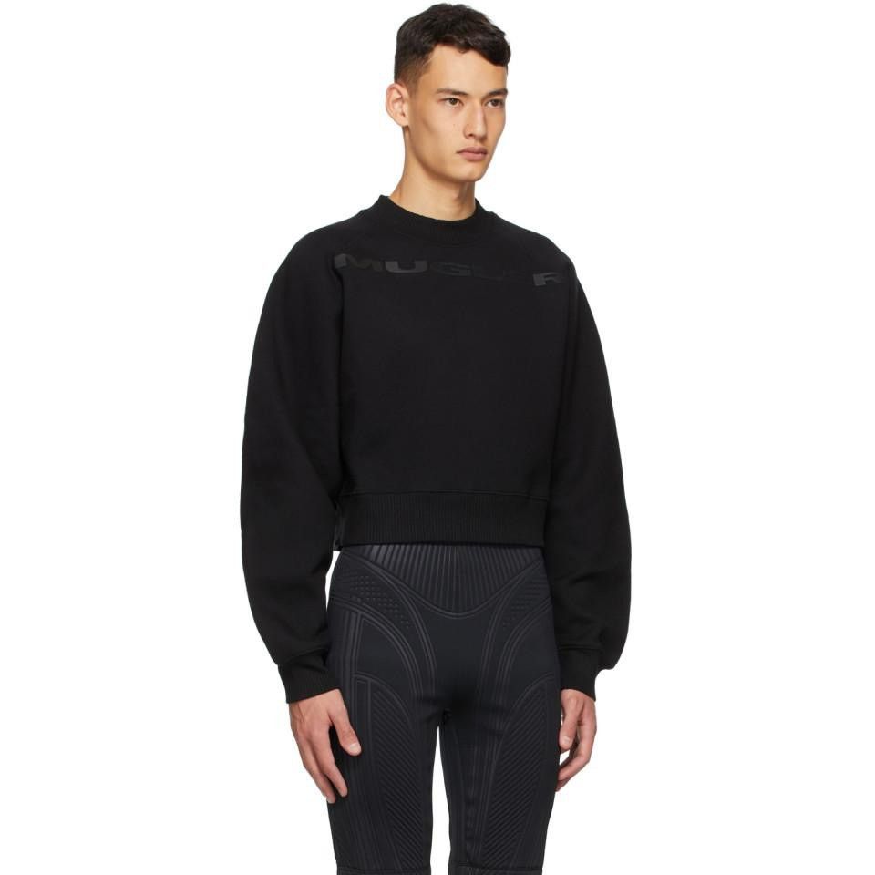 Mugler × Thierry Mugler Neon Green Logo Neoprene Cropped Pullover Size US S / EU 44-46 / 1 - 9 Thumbnail