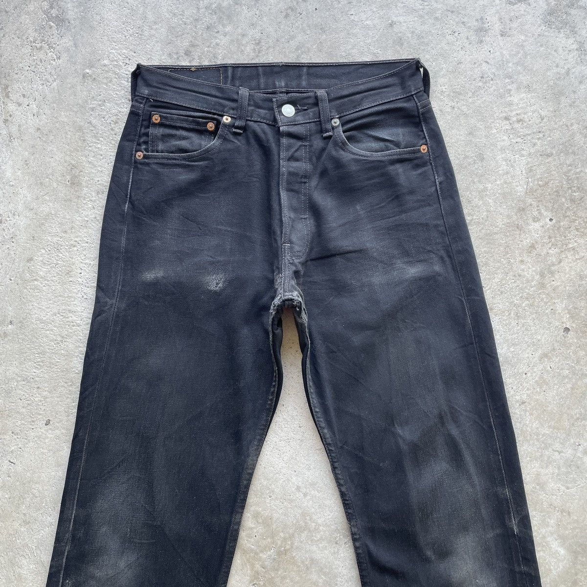 Levi's Vintage Clothing W29💥 Vintage Levi’s 501 Fly Button Black Faded Jeans Pants Size US 29 - 3 Thumbnail