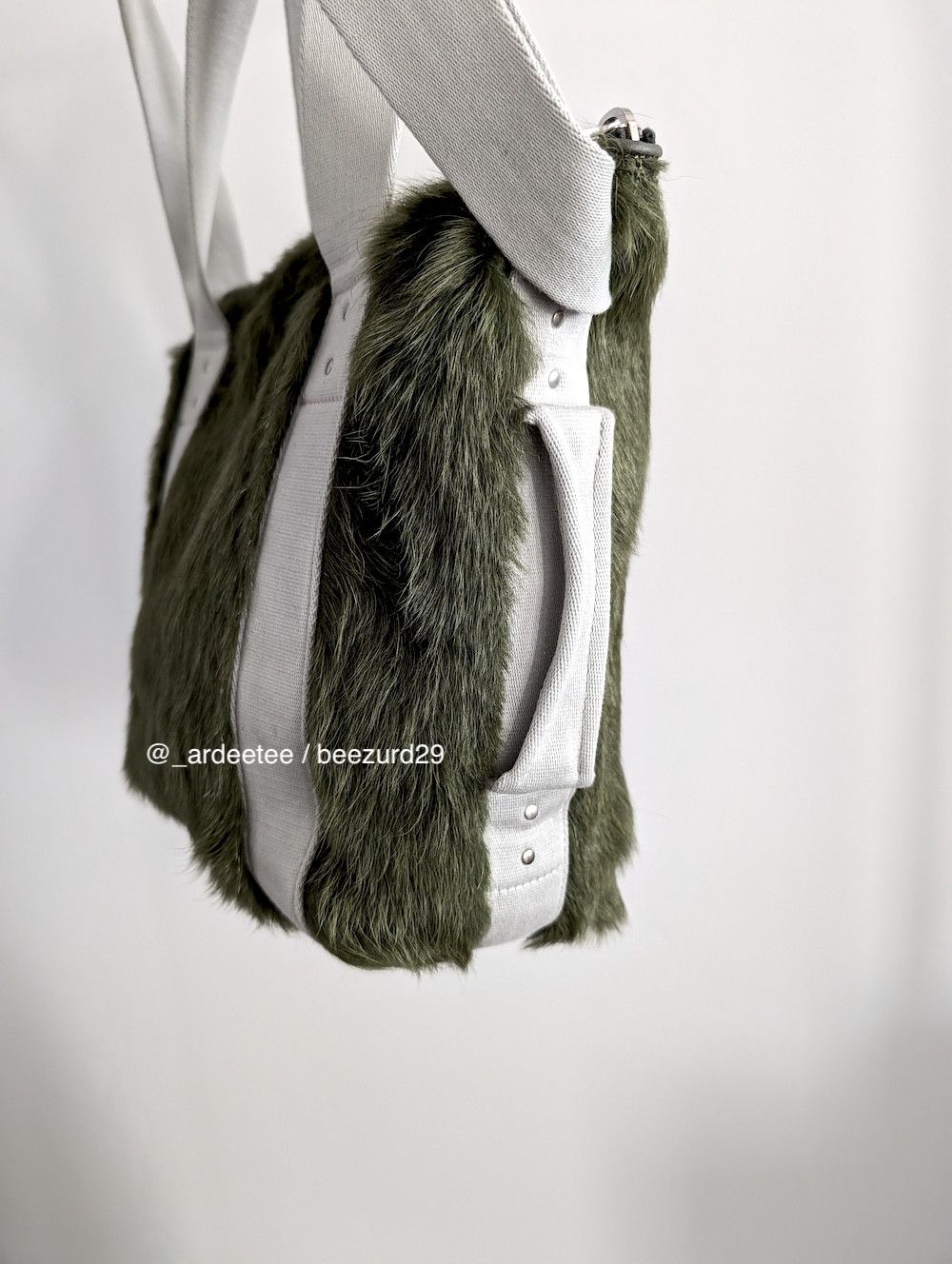 Rick Owens 💥UNRELEASED CALF HAIR FUR MINI TROLLEY TOTE BAG GREEN Size ONE SIZE - 4 Thumbnail