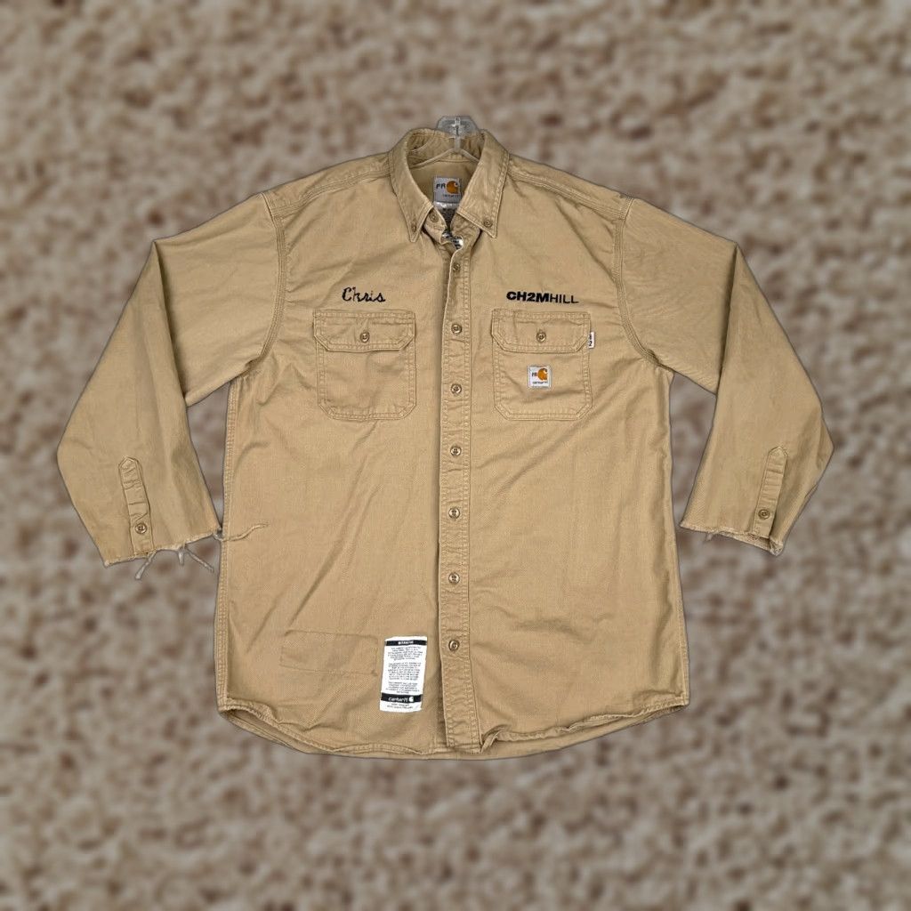 Carhartt Carhartt Shirt Men Large Beige Long Sleeve Button-Up Cotton Blend Fire Resistant Size US L / EU 52-54 / 3 - 1 Thumbnail