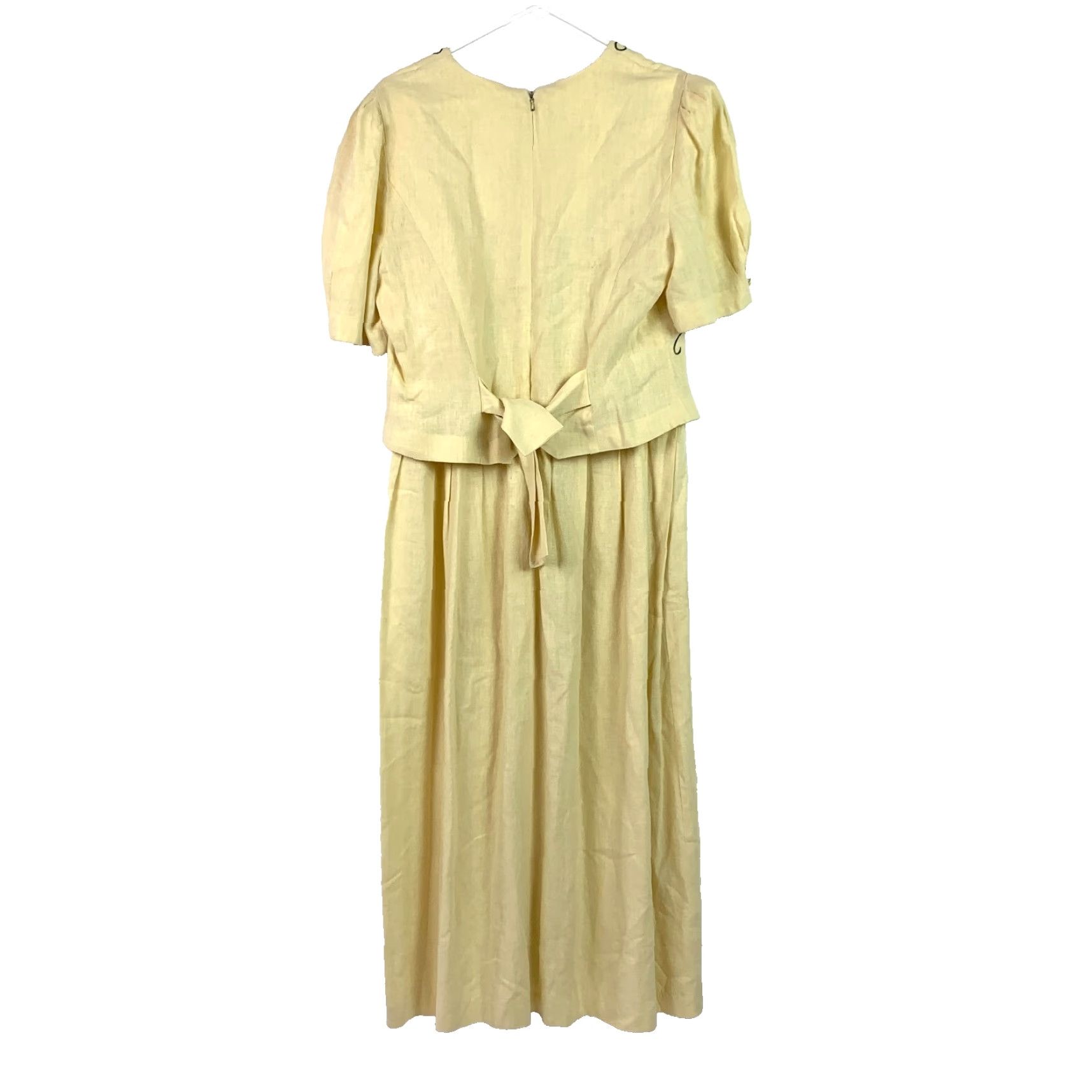 Vintage VINTAGE 90s Plaza South Floral Embroidered Linen Blend Yellow Modest Dress 8 Ladies Womens Size XXS / US 00 / IT 34 - 7 Thumbnail