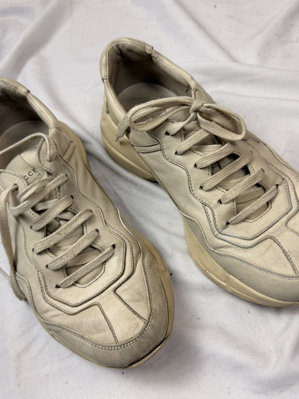 Gucci Gucci Rhyton Leather Sneakers Ivory Off-White Dad Shoes Size US 6.5 / IT 36.5 - 4 Thumbnail