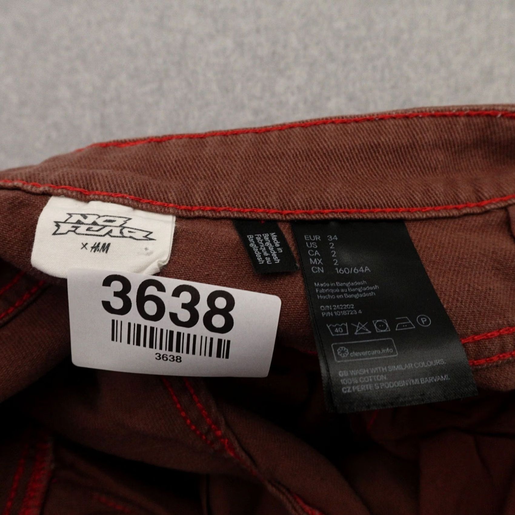 H&M NO FEAR X H&M Womens Jeans Wide-Leg Retro Brown Size 2 Color Brown Adult Womens Complete Measurements In Pictures Size 26" / US 2 / IT 38 - 4 Thumbnail
