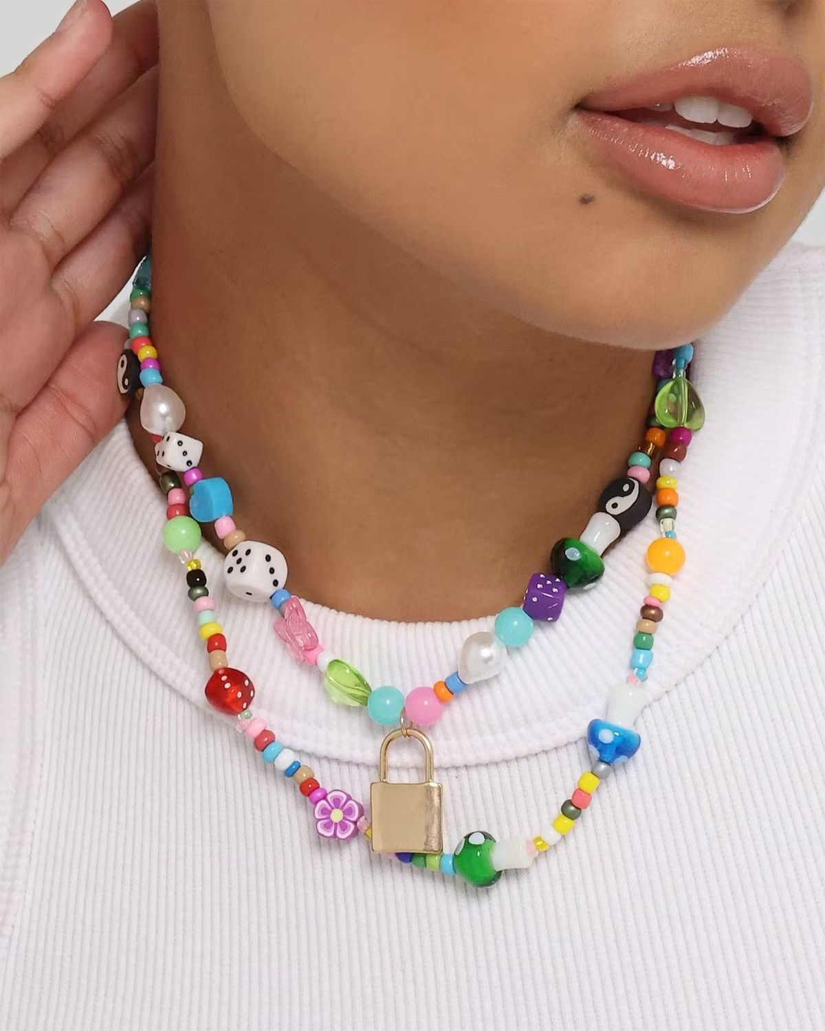 Other Bead Double Chain Necklace Size ONE SIZE - 2 Thumbnail