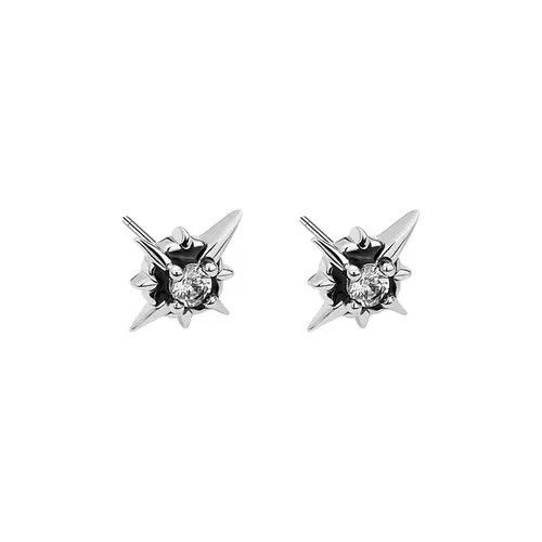 Jewelry Crystal Stone Earrings Gothic Punk Chrome Jewelry Star Spike Size ONE SIZE - 2 Thumbnail