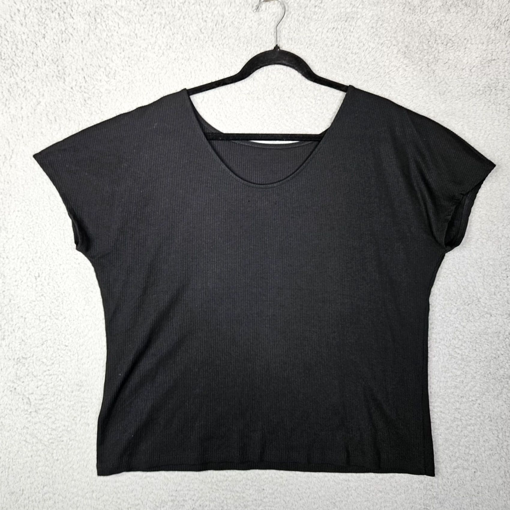 J.Crew J.CREW Women's Black Ribbed Round Neck Short Sleeve Top 3X T-Shirt Black Womens Plus Size 3X Size XXL / US 16-18 / IT 52-54 - 2 Thumbnail