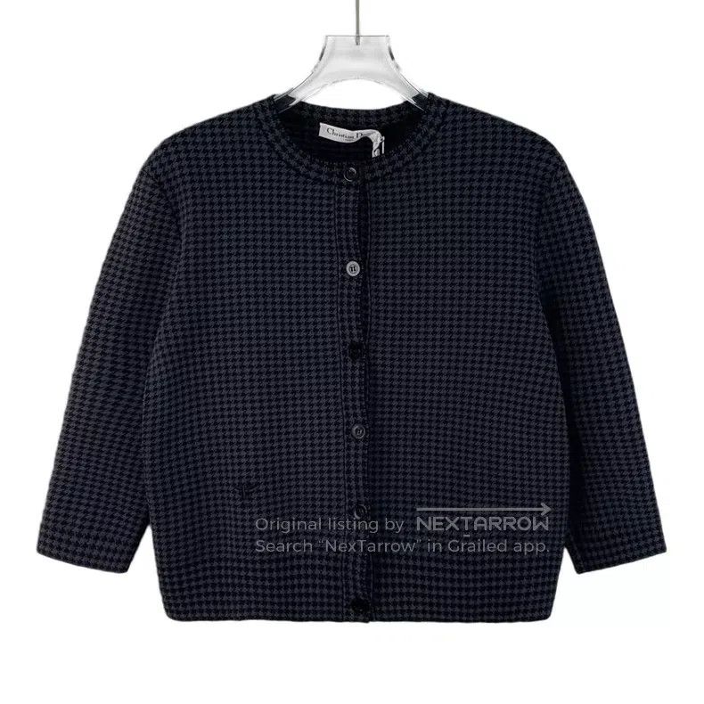 Dior Dior Colour-blocked check bee-embroidered round-neck knitt Size XS / US 0-2 / IT 36-38 - 1 Thumbnail
