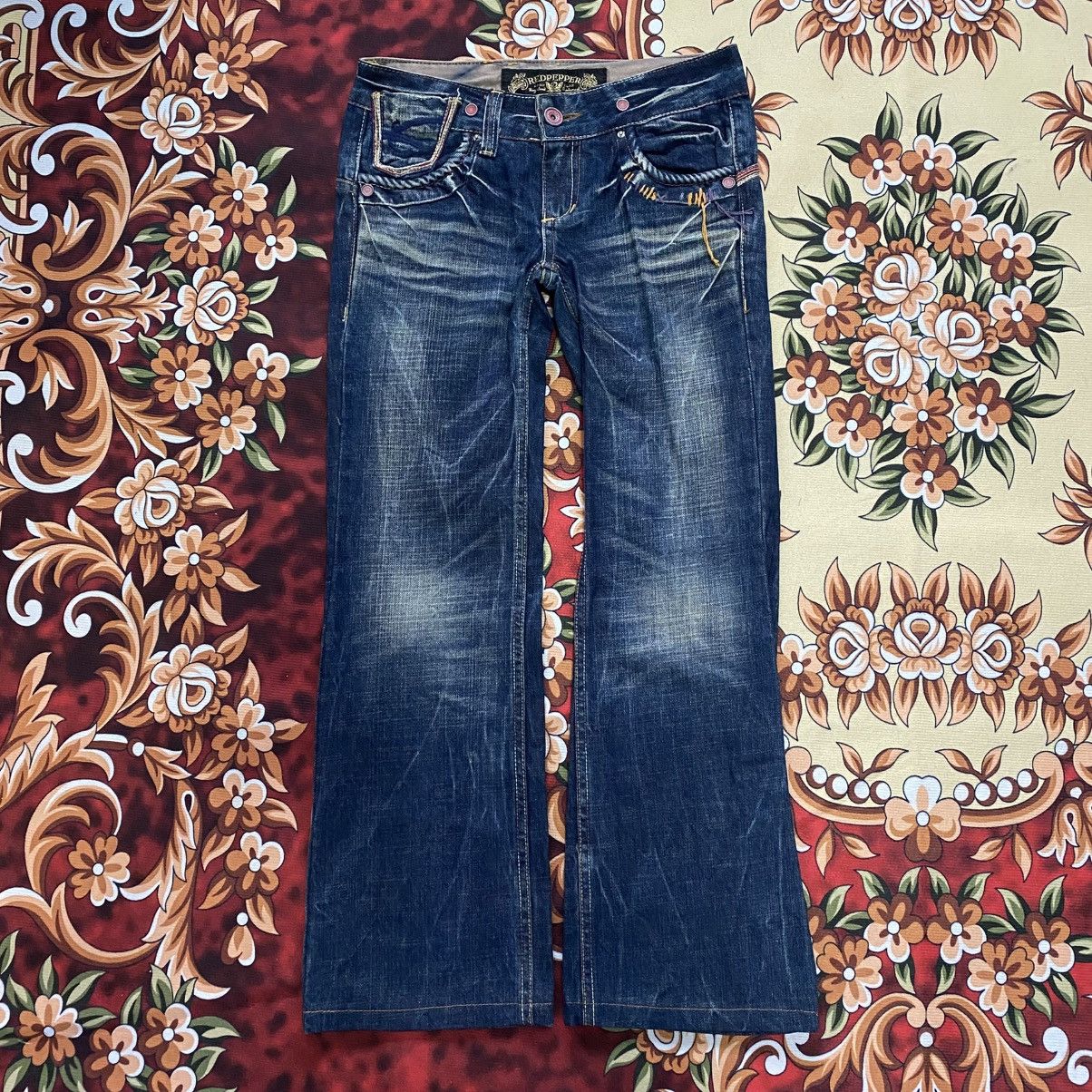 Japanese Brand Vintage Red Pepper Japan Dark Blue Flare Denim Jeans Size US 28 / EU 44 - 2 Thumbnail
