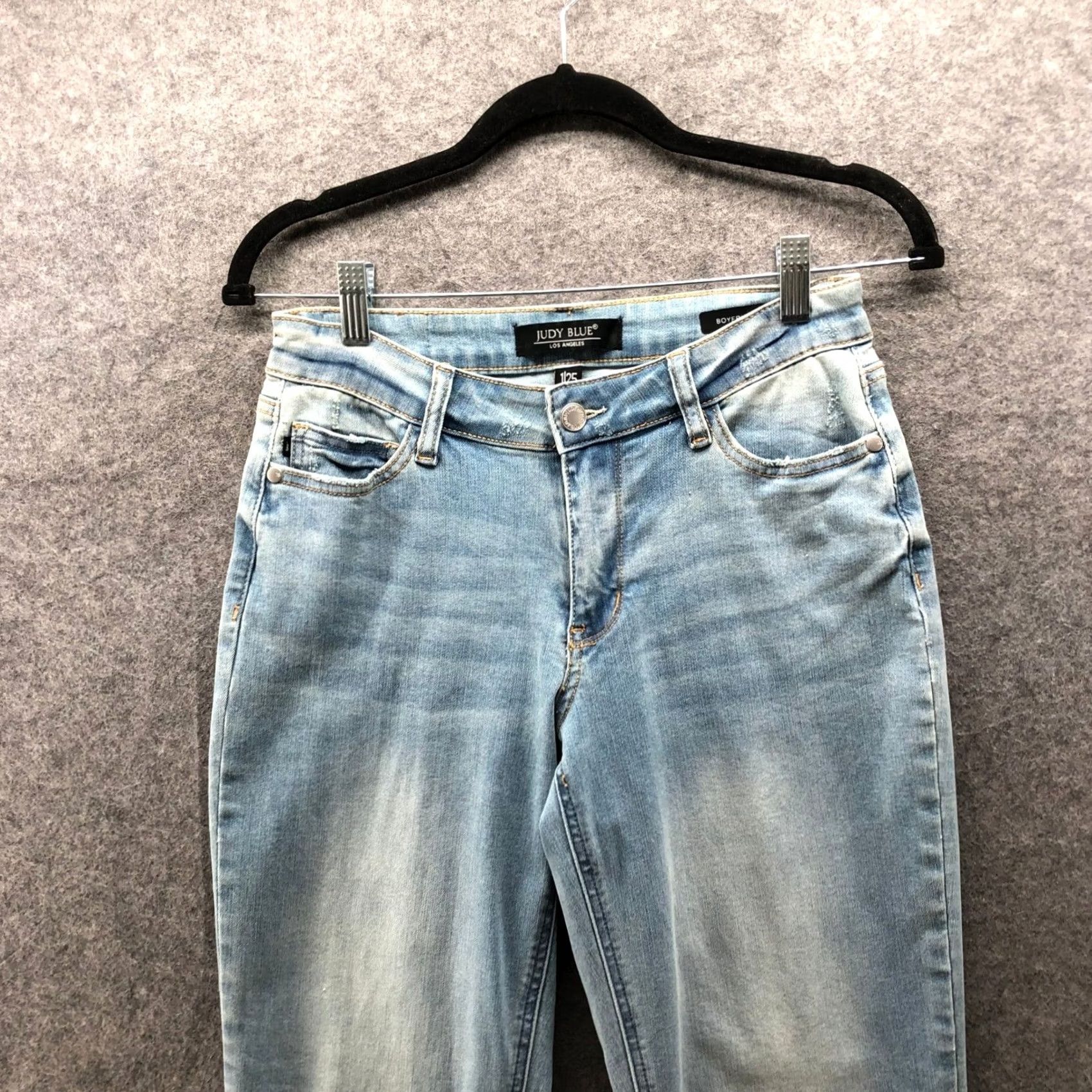 Vintage Judy Blue Boyfriend Fit Jeans Womens 1/25 Light Wash Stretch Blue Low Rise Denim 5-Pocket Design Jeans Womens Size 25" / US 0 / IT 36 - 3 Thumbnail