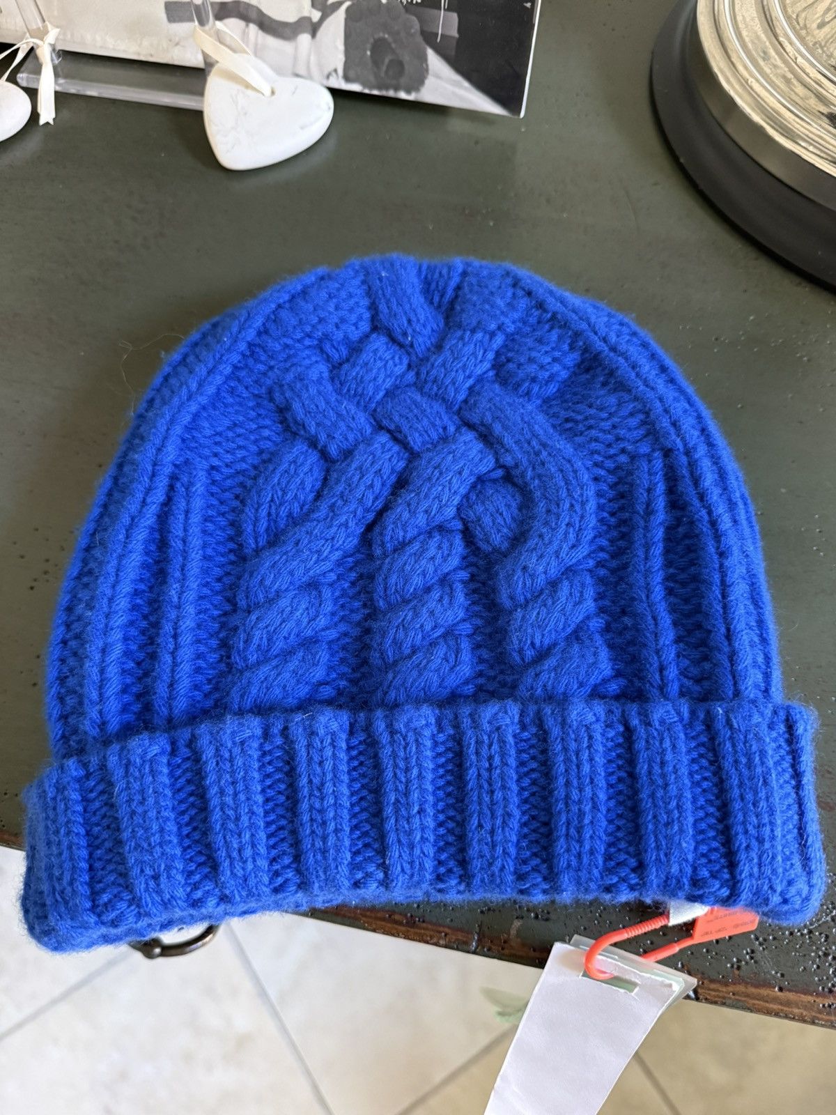 Off-White Off-White Blue Cable Knit Beanie – OS – Rare Color Size ONE SIZE - 6 Thumbnail