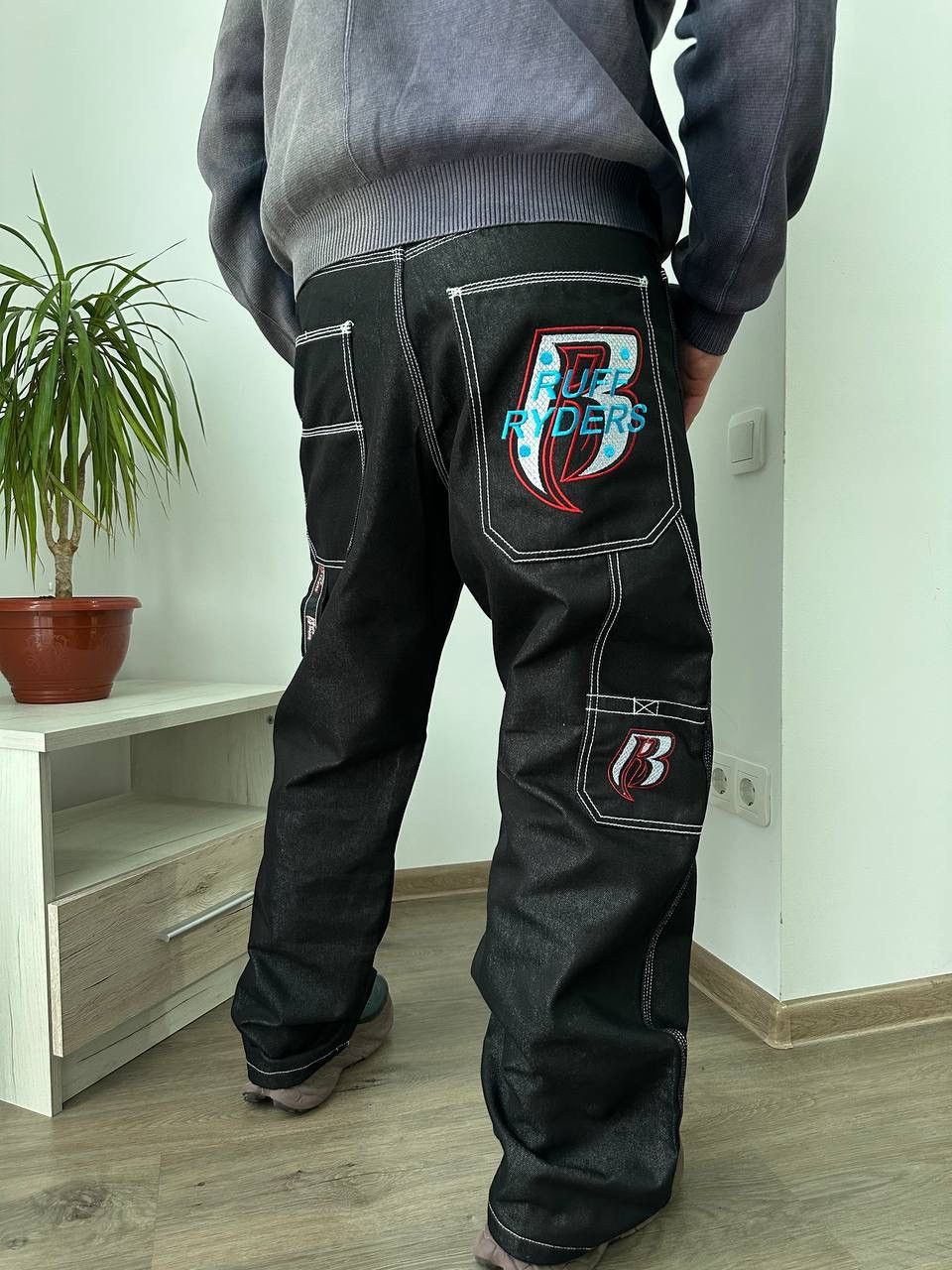 Japanese Brand × Vintage Vintage Japanese Ruff Ryders Baggy Black Pants Size US 34 / EU 50 - 19 Thumbnail
