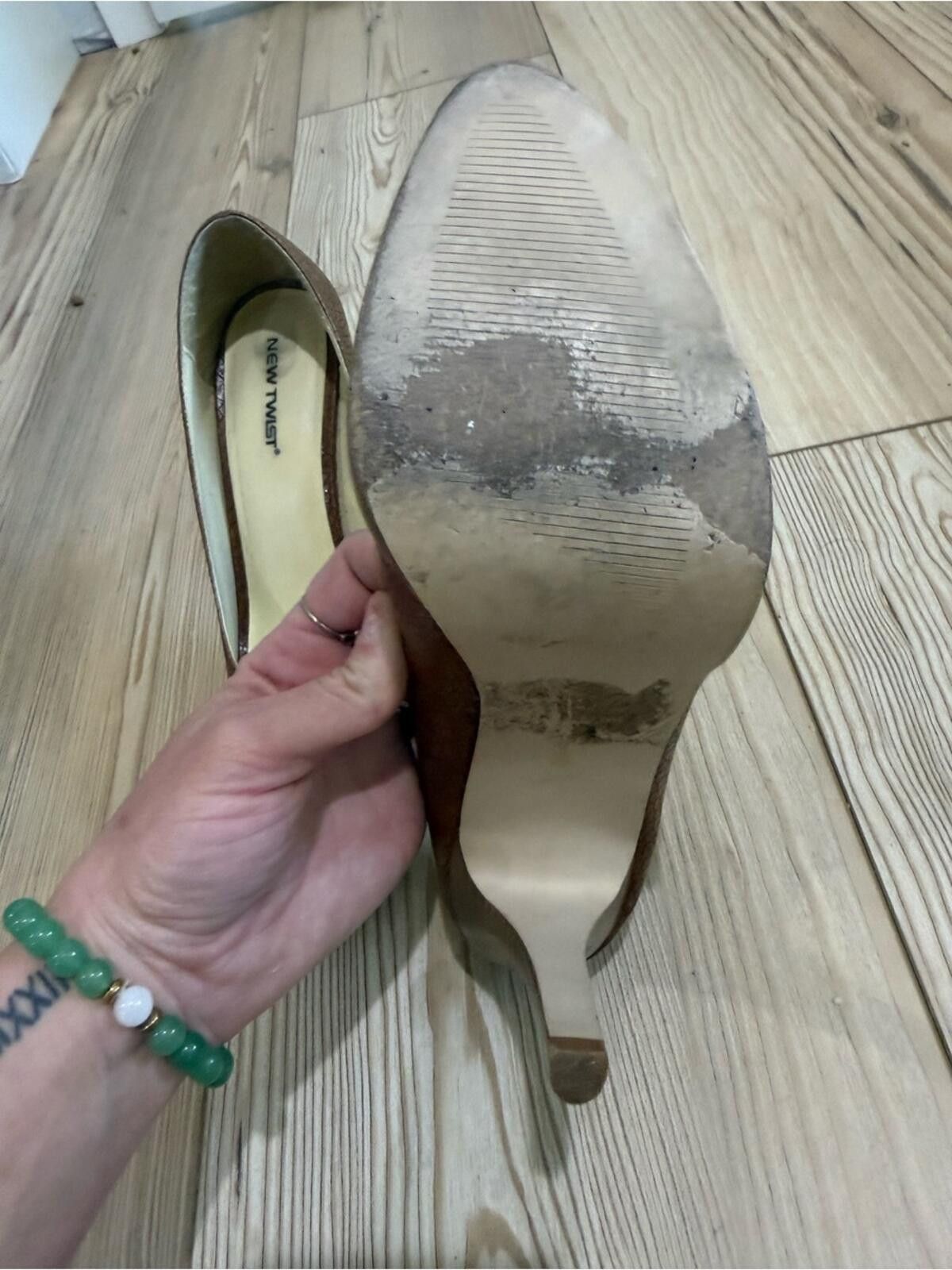 Other New Twist Brown Croc-Embossed Peep-Toe Stiletto Heels Size US 8.5 / IT 38.5 - 4 Thumbnail