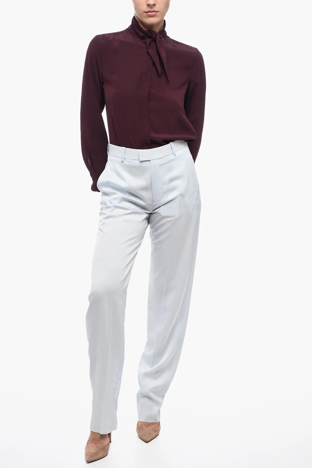 Bottega Veneta og1mm0426 Straight-Fit Pant in Light Blue Size 27" / US 4 / IT 40 - 4 Thumbnail