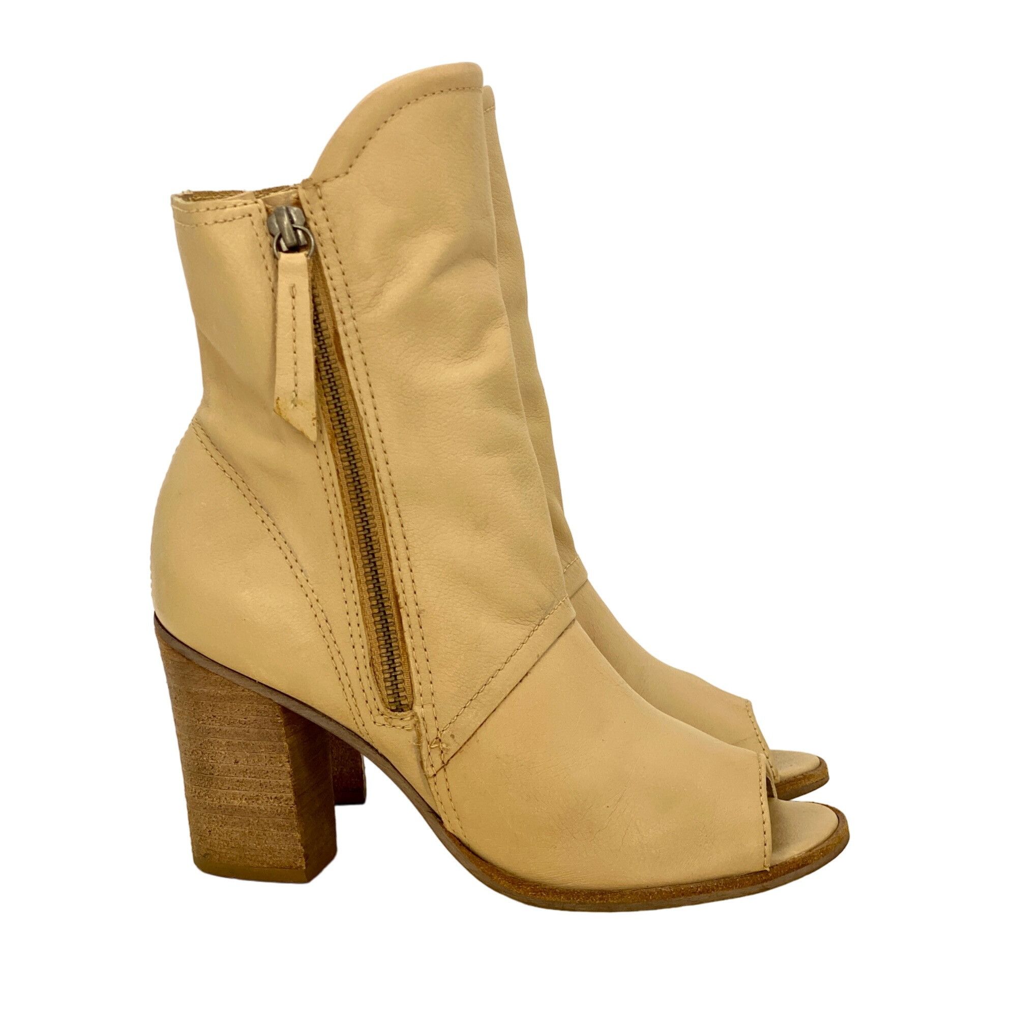 Matisse Matisse Beige Natural Leather Leon Mid-Calf Peep Toe Block H Size US 6 / IT 36 - 13 Thumbnail