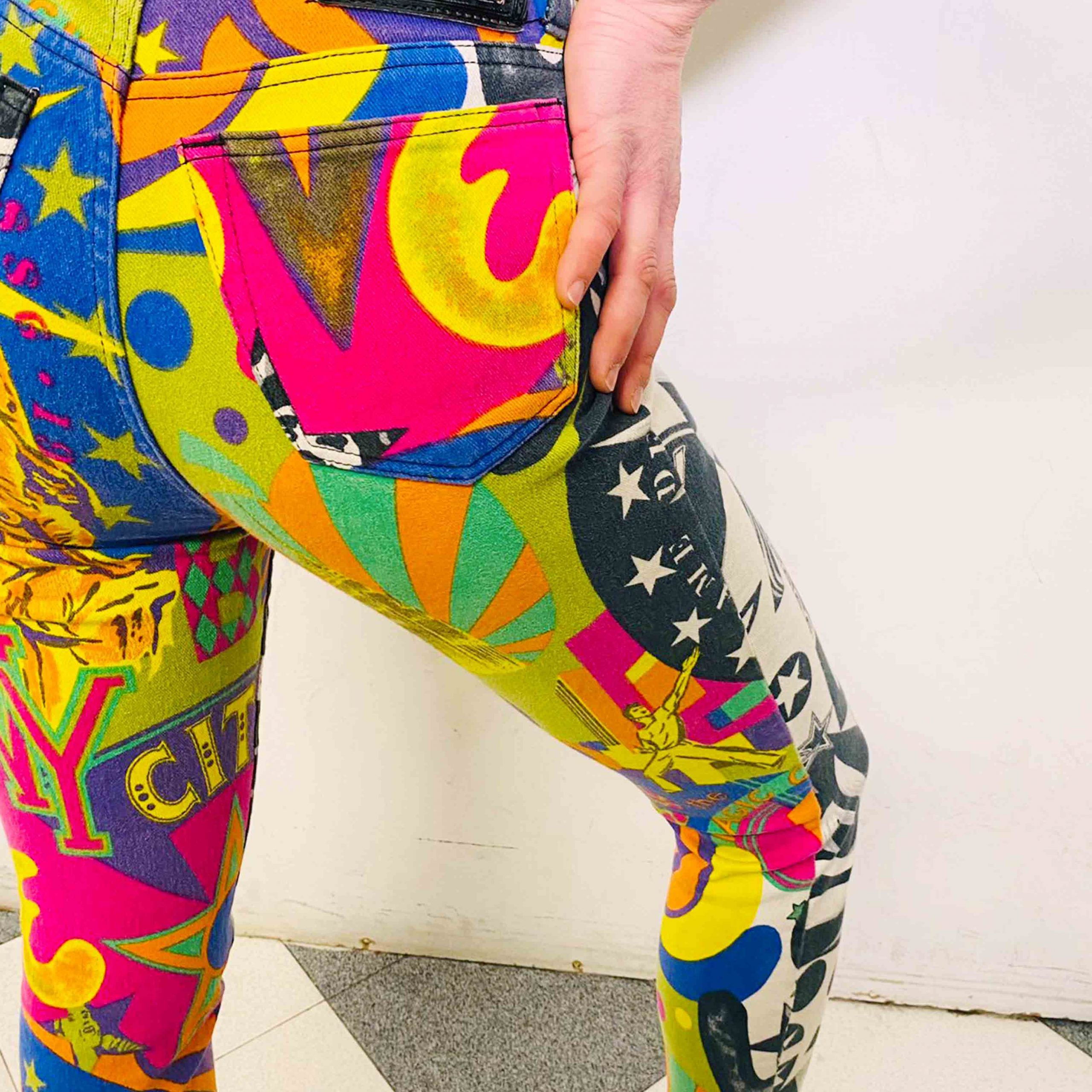 Versace Jeans Couture Versace 1980s New York Manhattan Liberty PopArt Pants Size 24" / US 00 / IT 34 - 4 Thumbnail