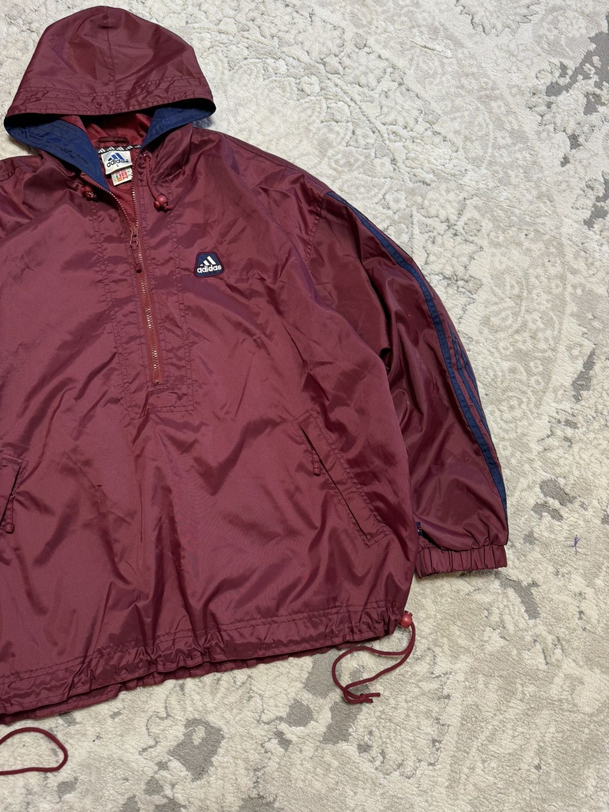 Adidas × Vintage Vintage Adidas Burgundy Anorak Nylon Jacket Size US XL / EU 56 / 4 - 4 Thumbnail