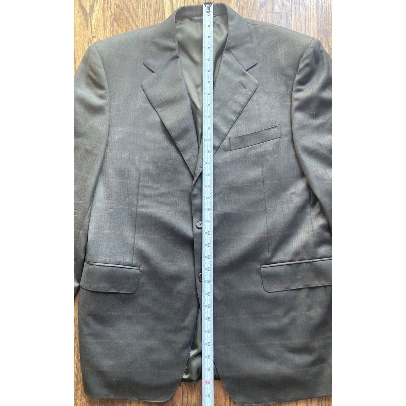 Canali Canali Mens Blazer Sport Coat 42R Dark Brown Wool Windowpane Made In Italy Jacket Size 42R - 7 Thumbnail