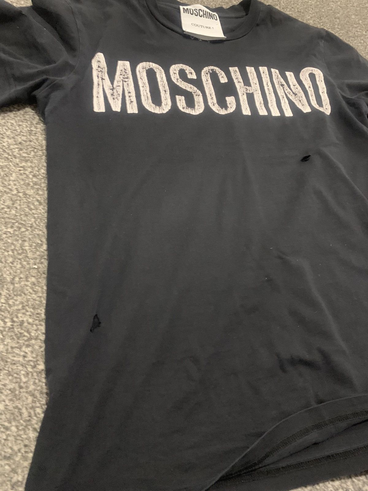 Moschino Moschino Trashed Printed Logo Tshirt Size US M / EU 48-50 / 2 - 3 Thumbnail