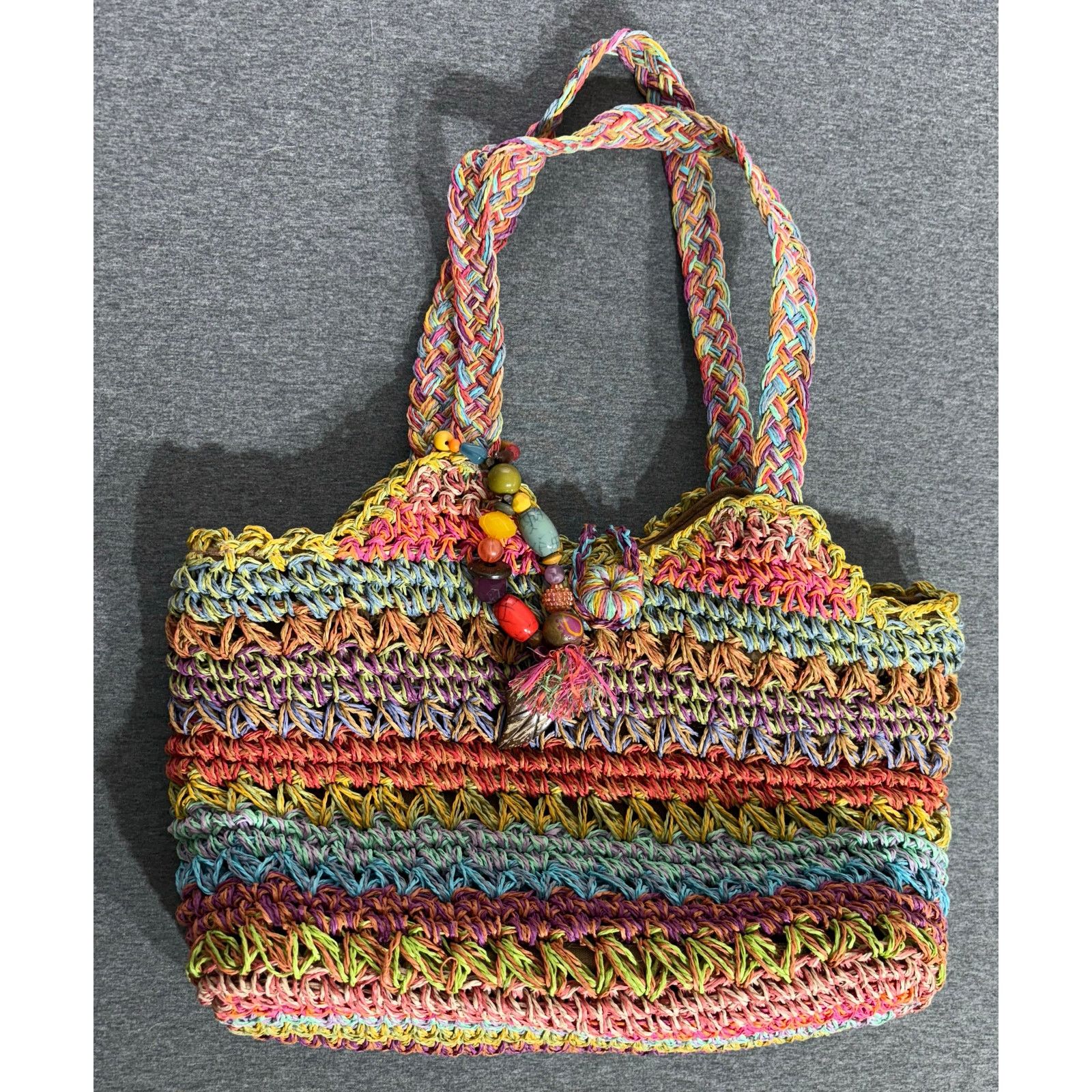Other Blue Miami | Women's Woven Straw Basket Tote Handbag Size ONE SIZE - 1 Thumbnail