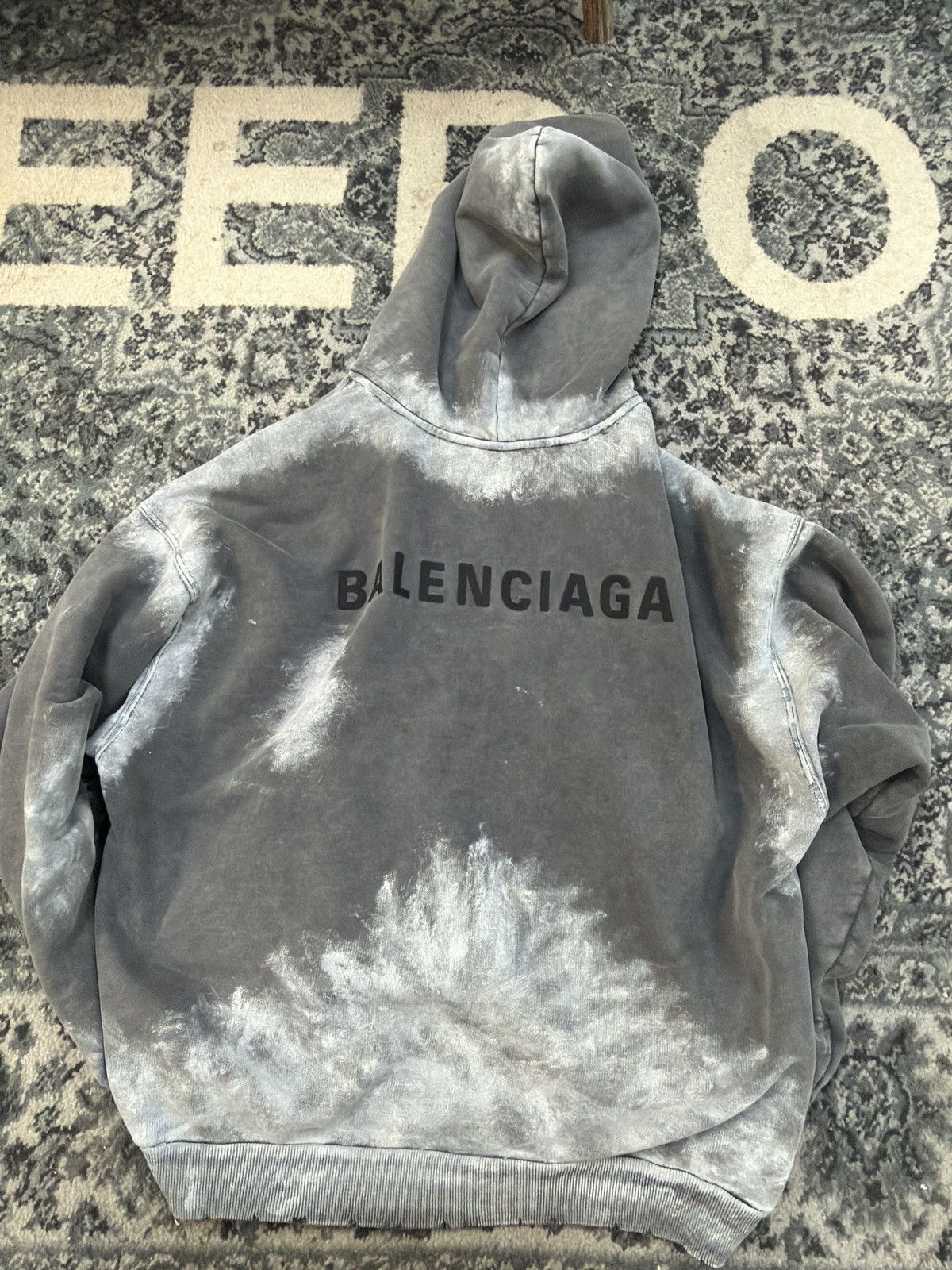 Balenciaga Balenciaga acid wash mini logo hooded sweatshirt grey Size US XS / EU 42 / 0 - 2 Thumbnail
