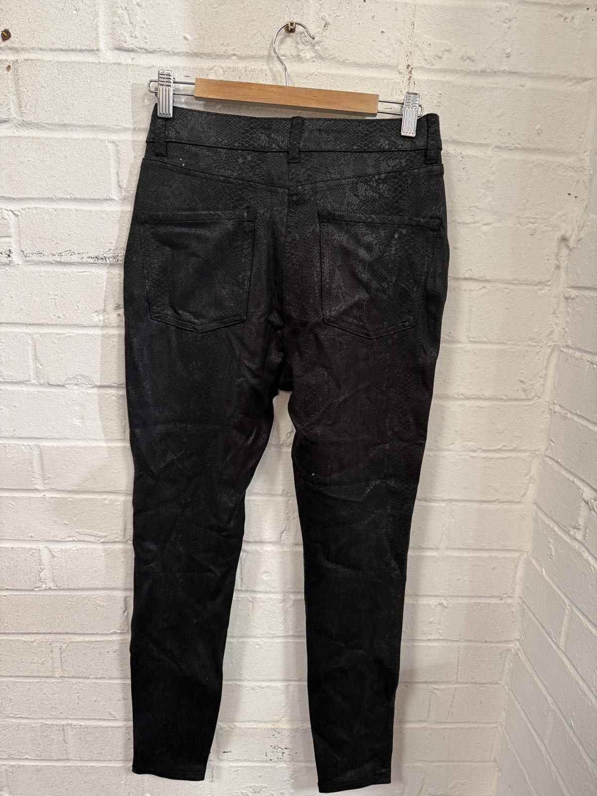 NEXT Next Black Faux Leather Snake Print Skinny Trousers UK Size Size 27" / US 4 / IT 40 - 4 Thumbnail