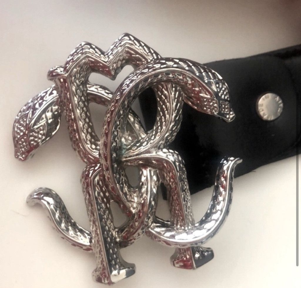 Roberto Cavalli Roberto Cavalli Snake Buckle Belt | Black Leather | Gothic Size ONE SIZE - 2 Thumbnail