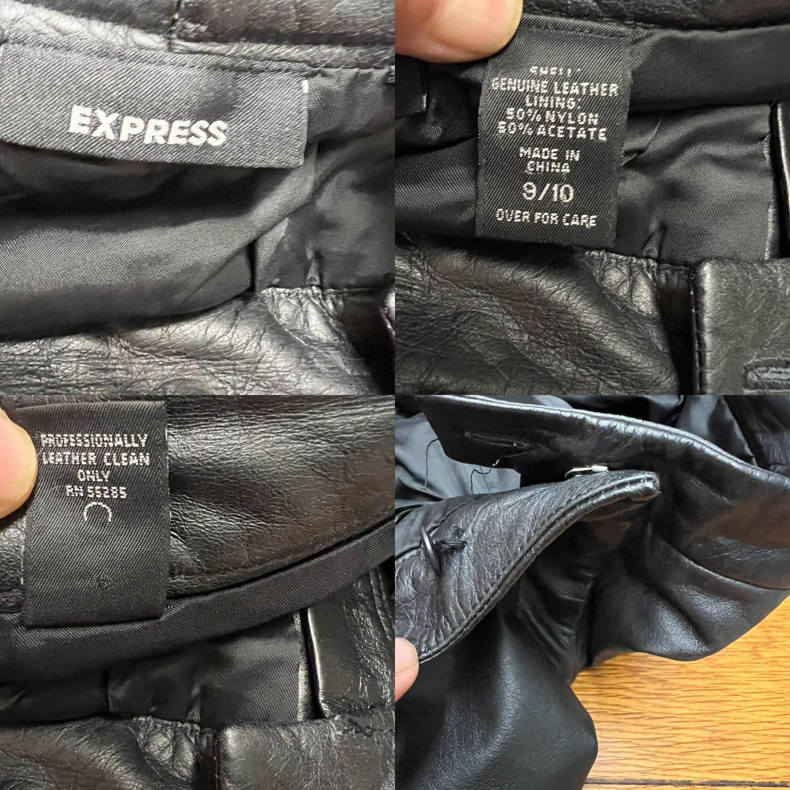 Express VINTAGE Express Leather Lined Pants Women Black Straight Leg 32x32 Size 10 90s Rock Biker Women's Size 32" / US 10 / IT 46 - 8 Thumbnail
