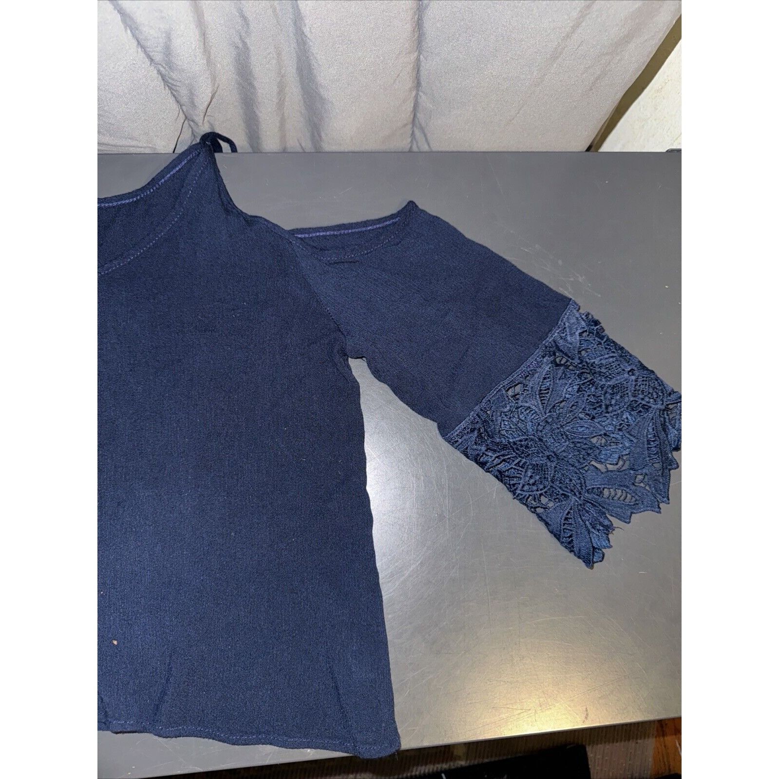 Other Agaci Womens Large Blouse Shirt Top Blue Cold Shoulder Pullo Size L / US 10 / IT 46 - 5 Thumbnail