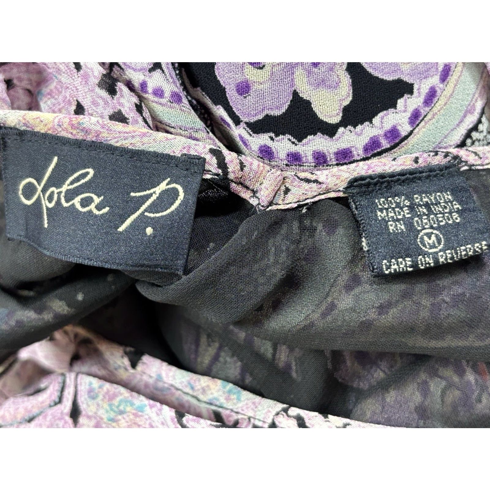 Vintage VINTAGE Lola P Slip Maxi Dress Purple Paisley Fairy Whimsigoth M Womens Size M / US 6-8 / IT 42-44 - 7 Thumbnail