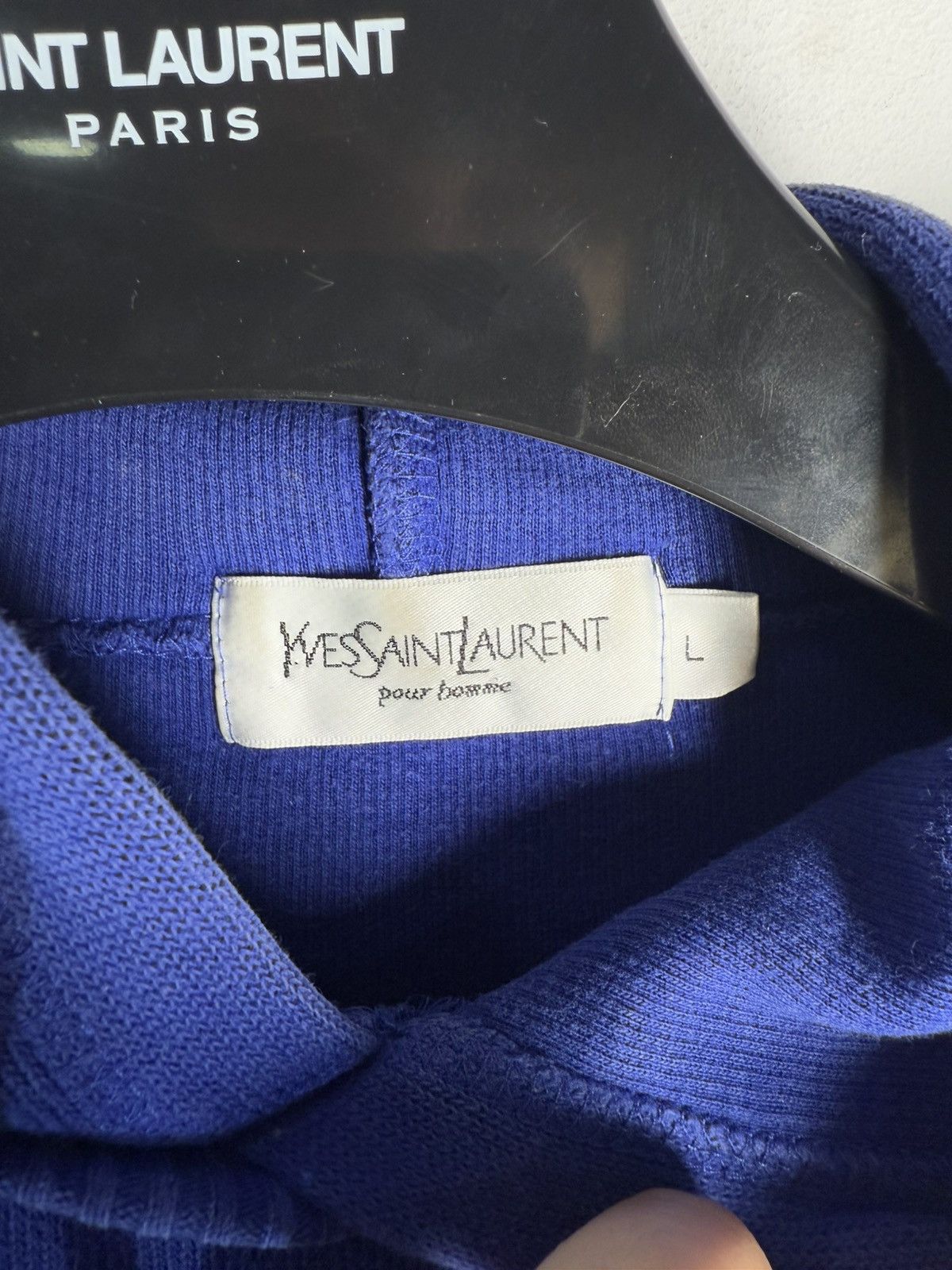 Yves Saint Laurent Big Logo YSL Hoodie Sweatshirt Rare Sweater Blue Navy 90s Size US L / EU 52-54 / 3 - 5 Thumbnail