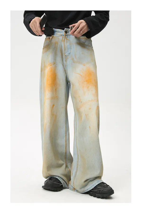 Japanese Brand Shii High street distressed tie-dyed vintage wide-leg jeans Size US 32 / EU 48 - 1 Thumbnail