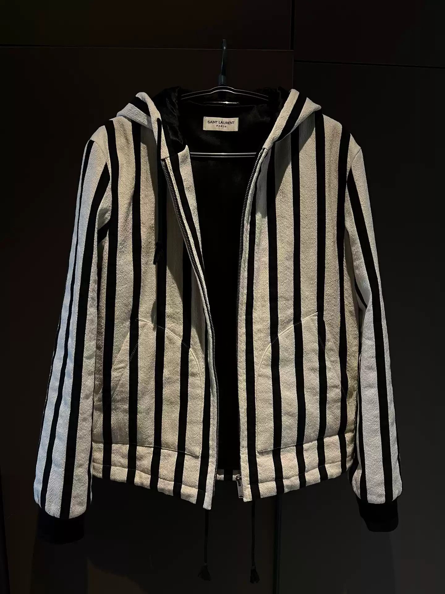 Saint Laurent striped hooded casual jacket