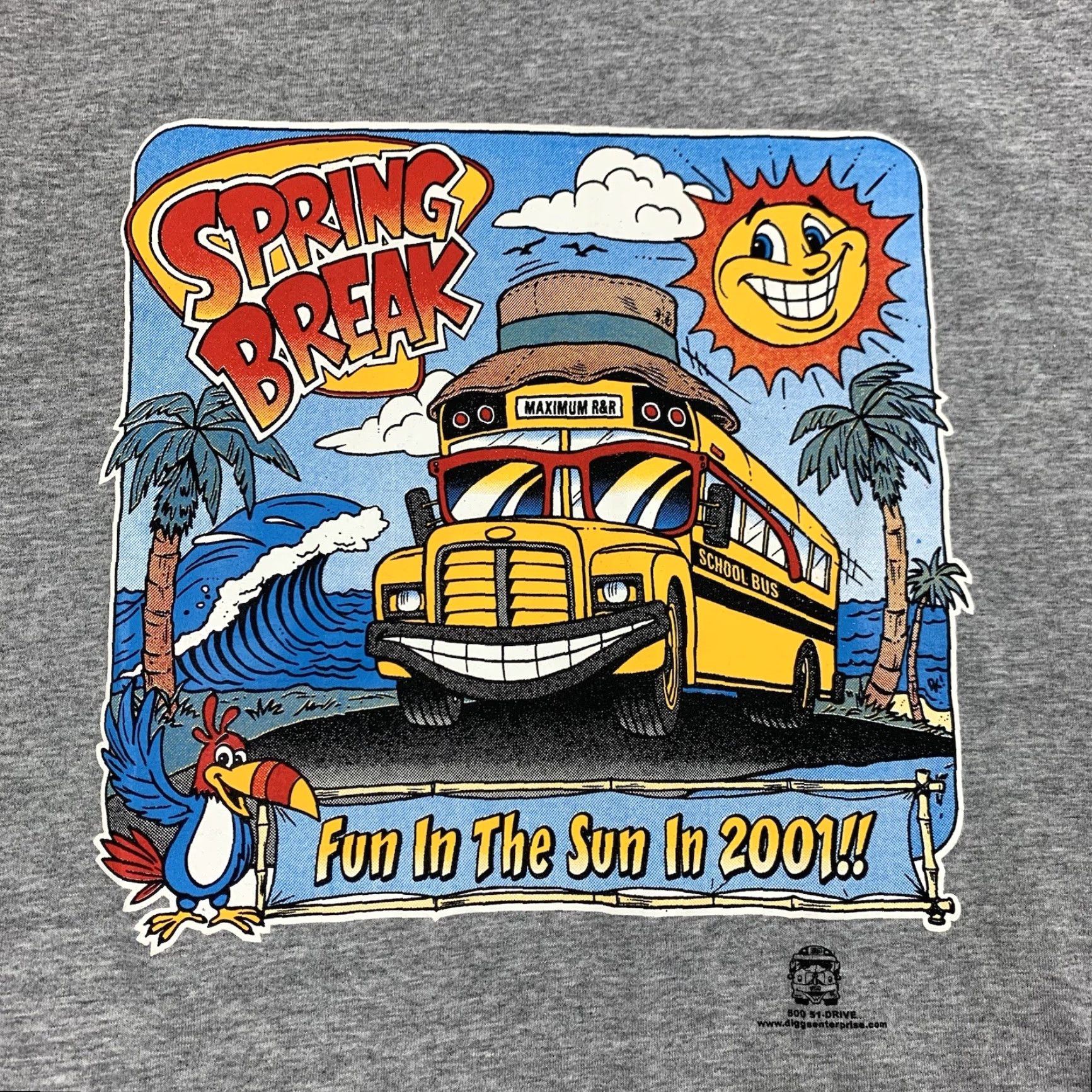 Fruit Of The Loom VINTAGE Fruit of the Loom Shirt Adult Large Gray 2001 Spring Break Cartoon America Mens Size US L / EU 52-54 / 3 - 2 Thumbnail