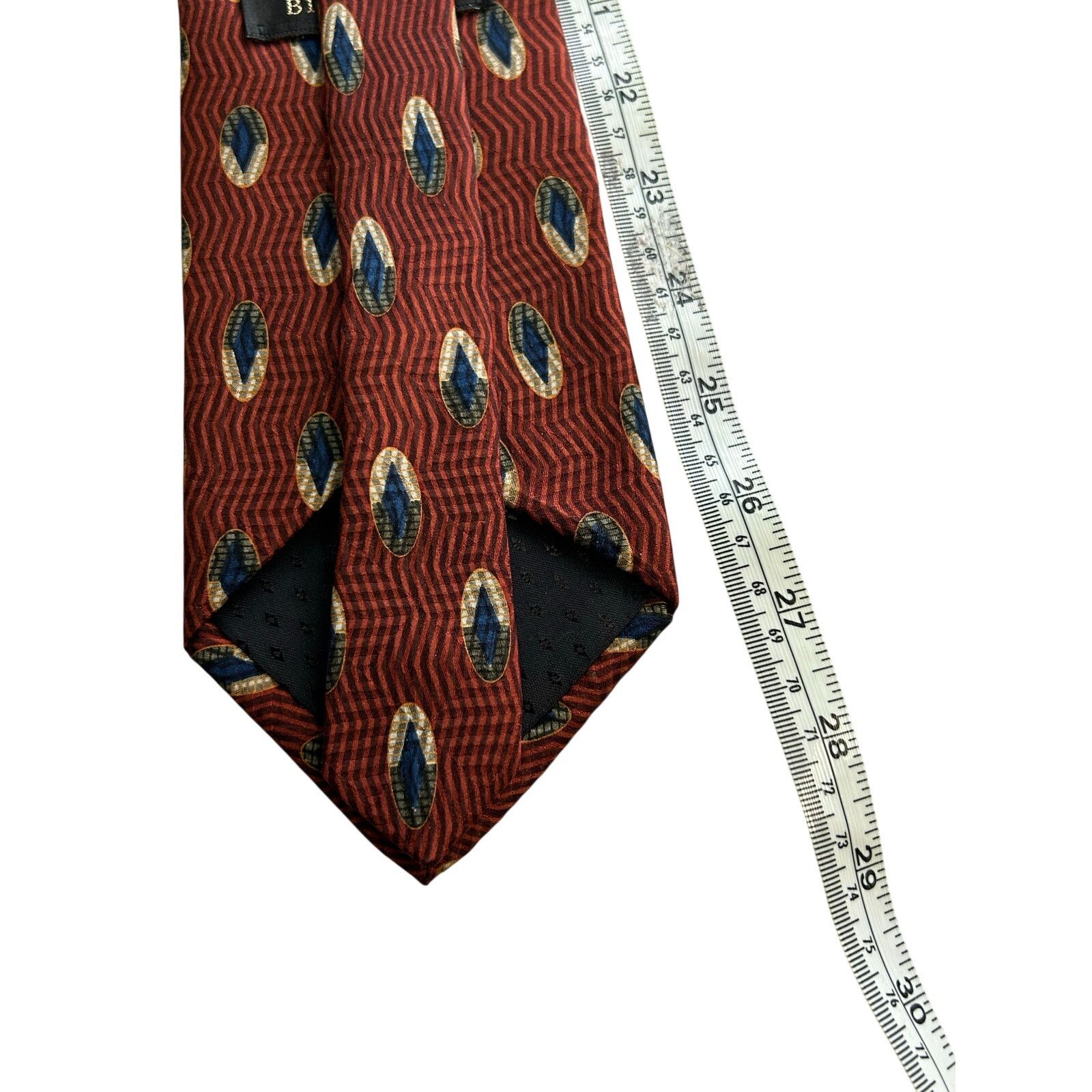 Bill Blass Bill Blass Black Teardrop and Geometric Design Silk Tie Size ONE SIZE - 4 Thumbnail