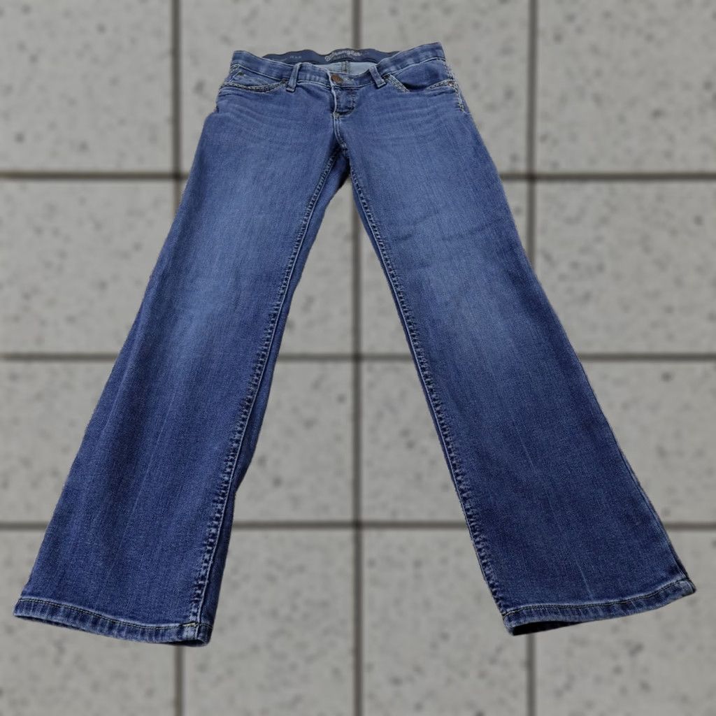 Wrangler Wrangler Jeans Womens 5 Dark Blue Denim Pants Shiloh Low Rise Bootcut Western Rodeo Stretch Heritage Cowgirl 30 Blue Womens Jeans Size 27" / US 4 / IT 40 - 1 Thumbnail