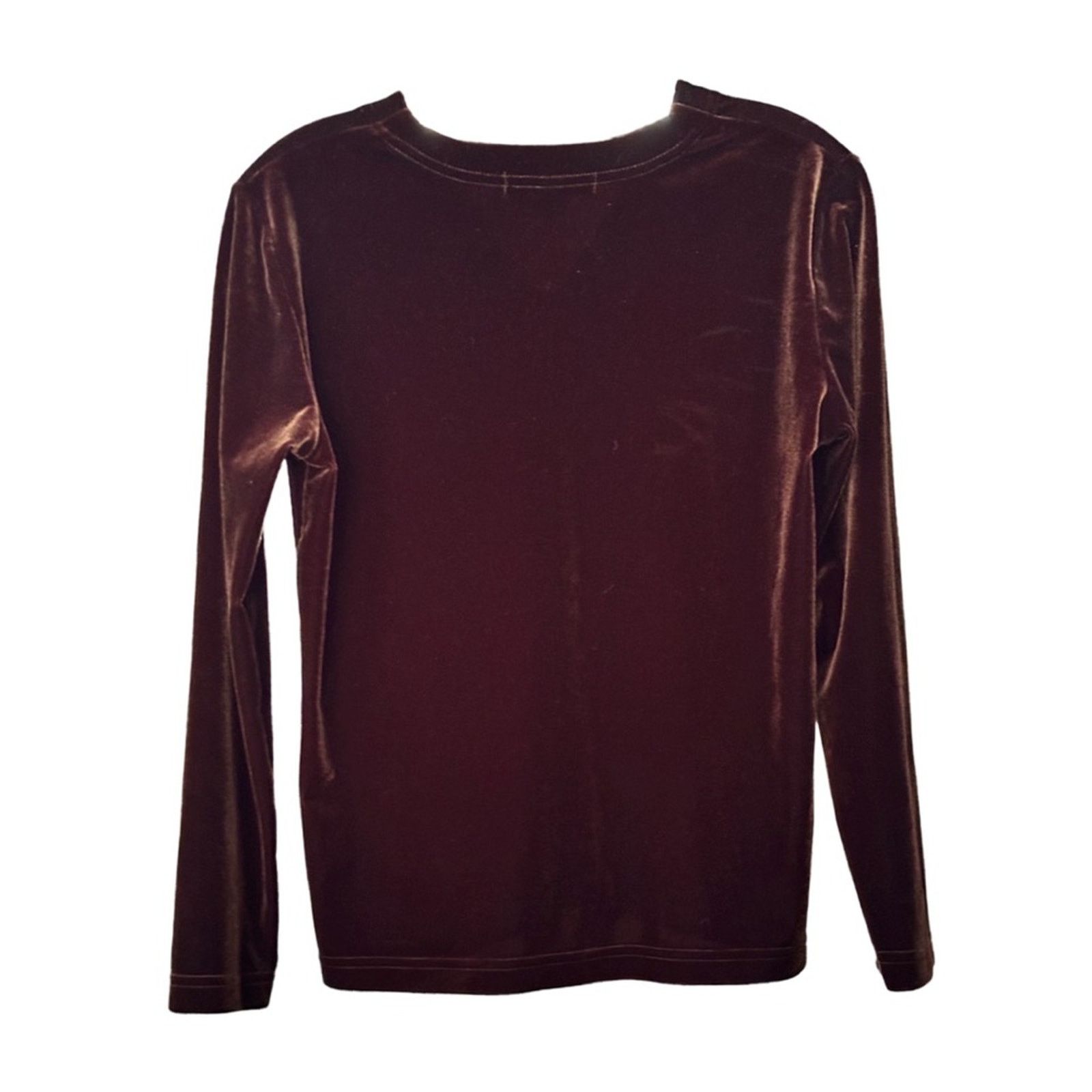Other Vintage 90’s Karen Kane Dark Brown Velvet Button Up Blouse Size S / US 4 / IT 40 - 3 Thumbnail