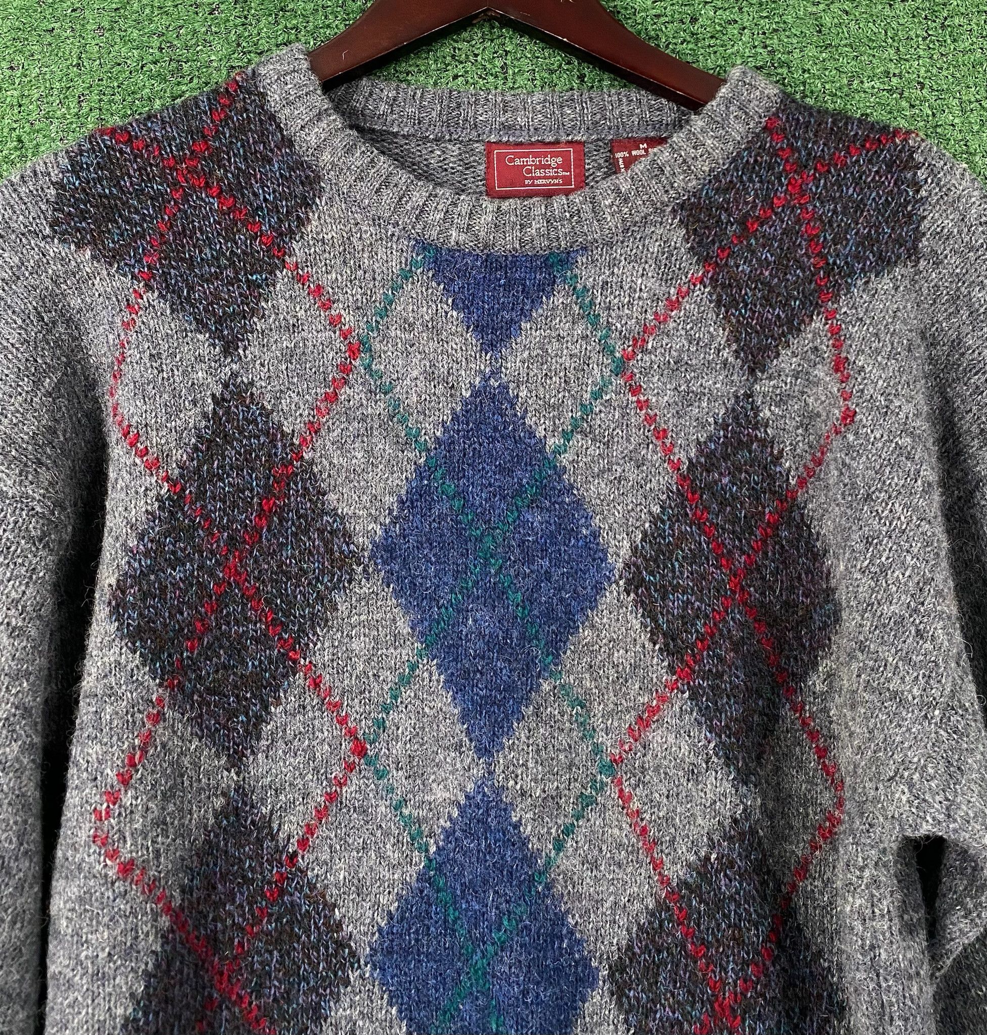 Vintage 90’s Cambridge Classics 100% Wool Argyle Grey Sweater Medium Size US M / EU 48-50 / 2 - 1 Thumbnail