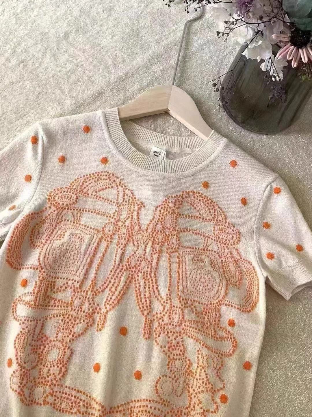 Hermes Hermes 23 cashmere cotton short sleeve knit top N635 Size XS / US 0-2 / IT 36-38 - 4 Thumbnail