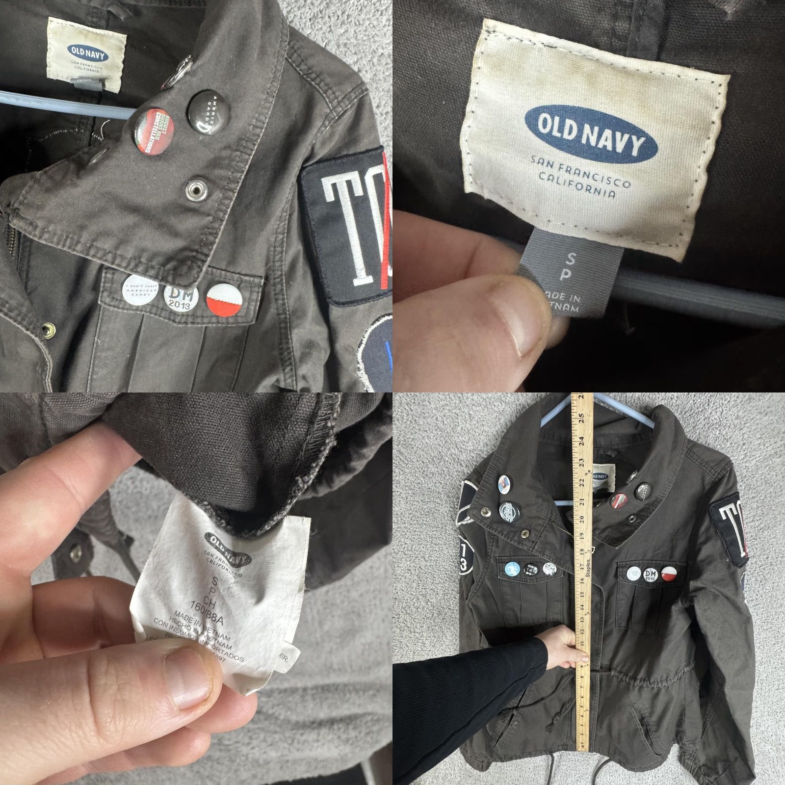 Old Navy Old Navy Jacket Womens Small Black Military Full Zip Band Punk Patches Pins Size S / US 4 / IT 40 - 8 Thumbnail