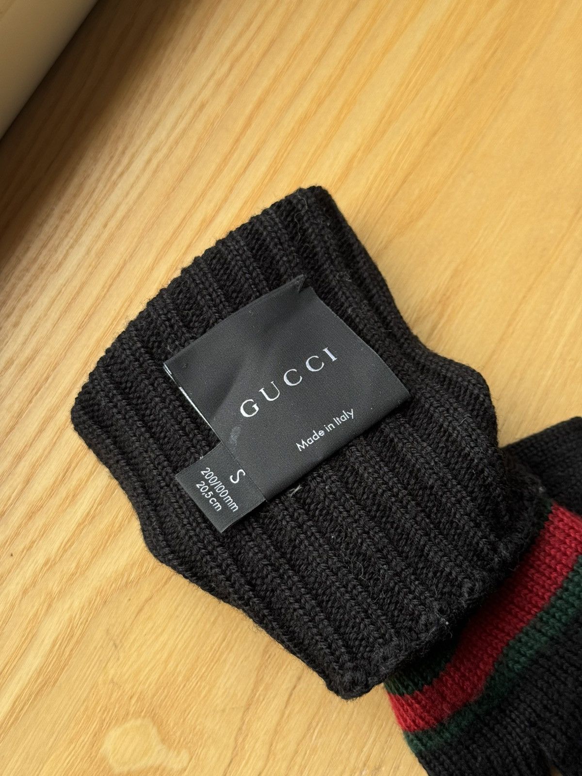 Designer × Gucci Gucci Wool Black Stripes Gloves Size ONE SIZE - 3 Thumbnail