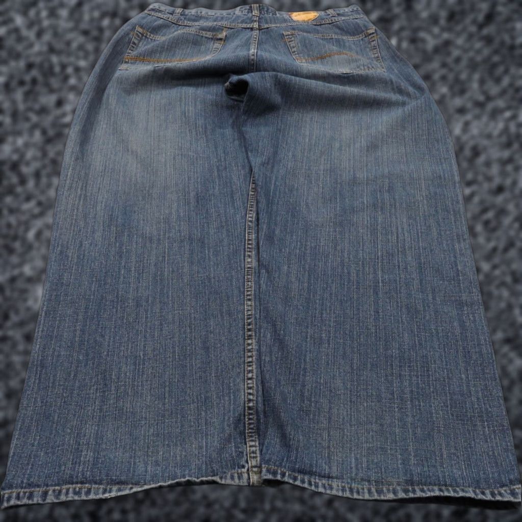 Vintage Mecca Baggy Jeans Men 40 Y2K Embroidered Skater Grunge Wide 10" Leg Opening VTG Denim Jeans 5-Pocket Mens Regular Blue Cotton High Rise Size US 40 / EU 56 - 1 Thumbnail