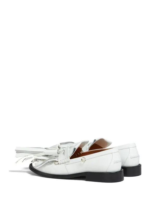 Marni o1w1db11125 Tassel Detail Leather Loafers in White Size US 10 / IT 40 - 3 Thumbnail