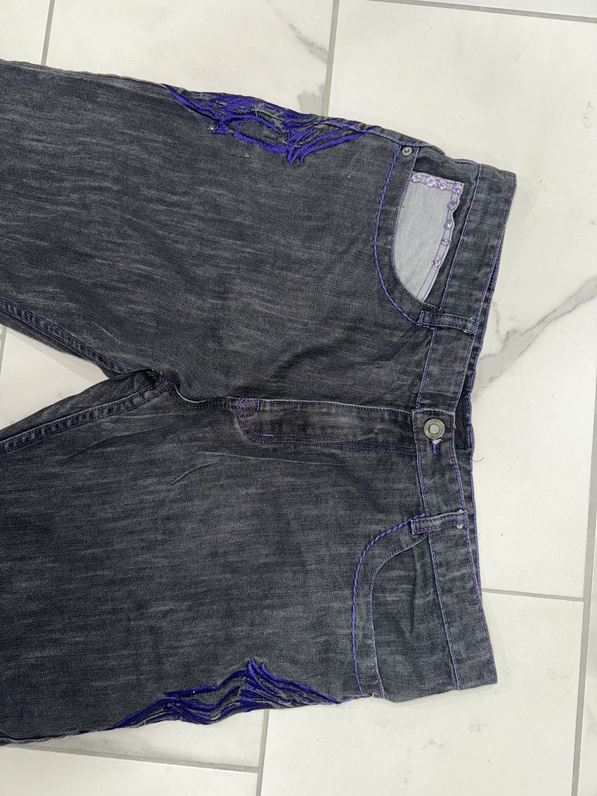 Other Y2K Red Ape Cross Embroidered Baggy Jeans Size US 42 / EU 58 - 4 Thumbnail