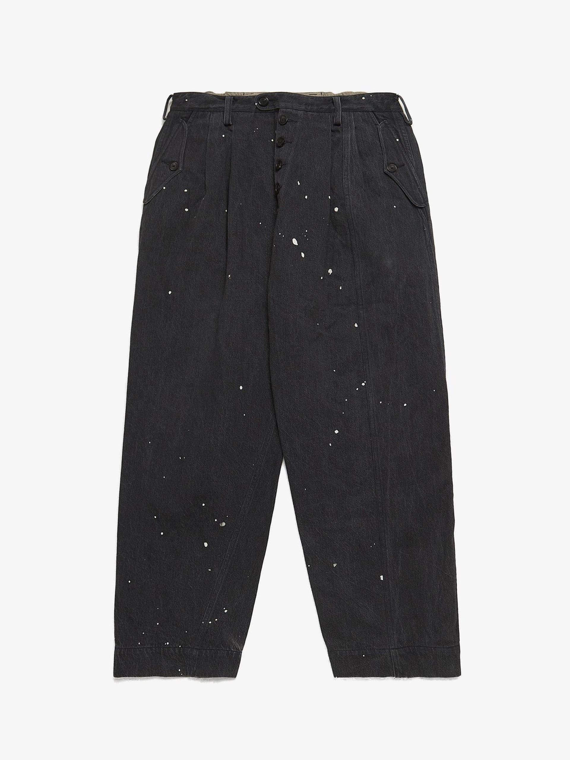 Black Denim Washed White Painted Baggy Cotton Jeans