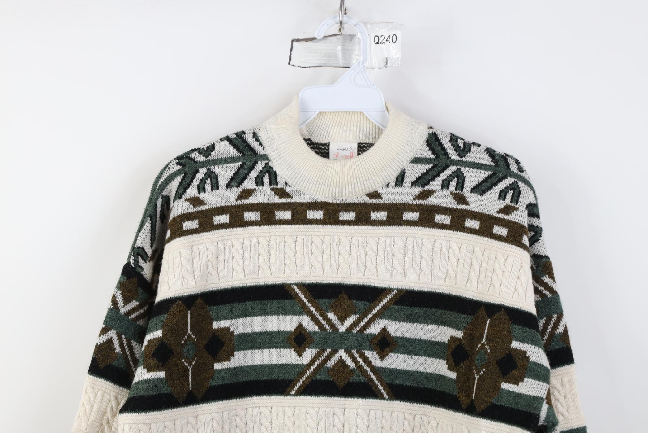 Vintage Vintage 90s Coogi Style Geometric Knit Mock Neck Sweater Size M / US 6-8 / IT 42-44 - 2 Thumbnail