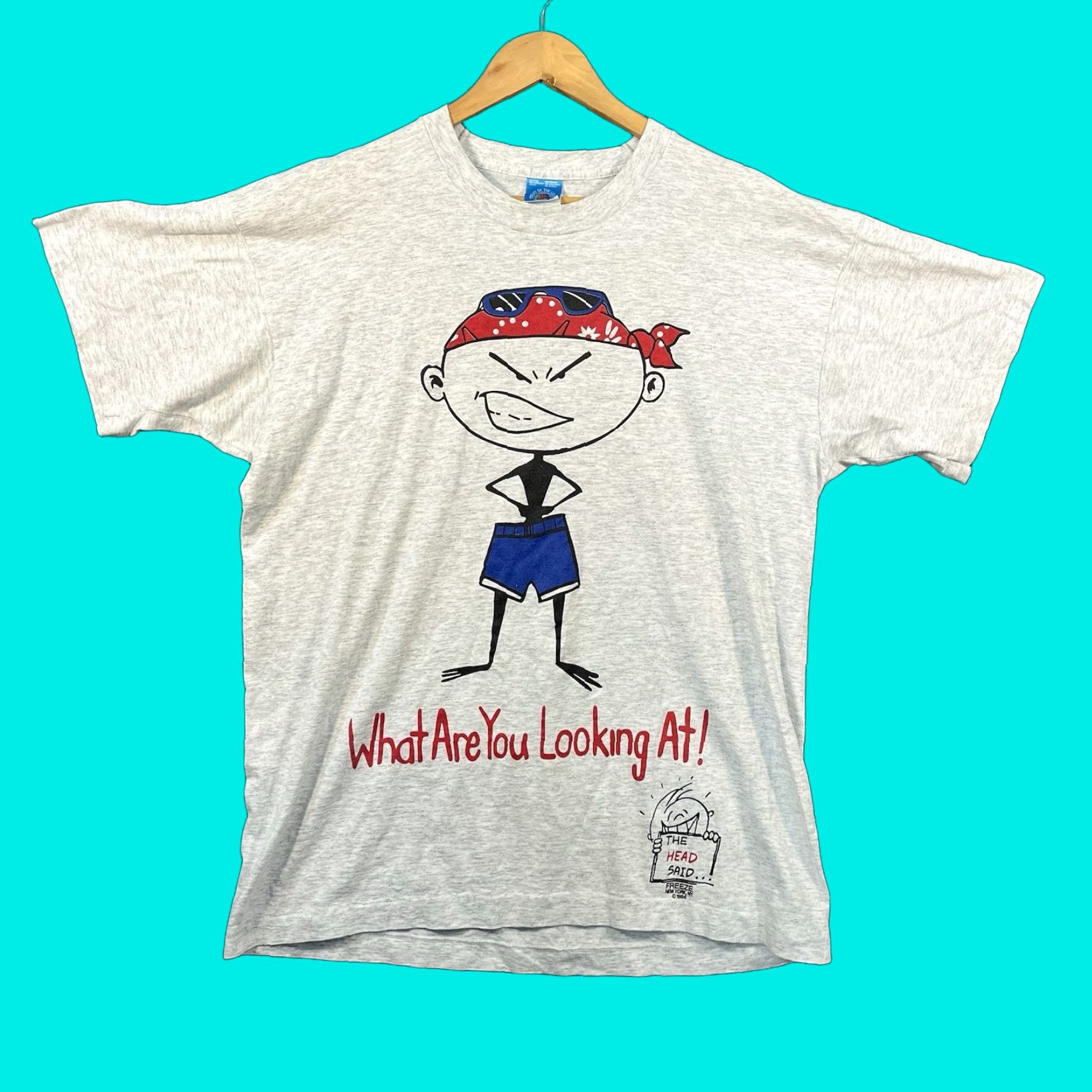 Fruit Of The Loom VTG Fruit of the Loom T-Shirt Single Stitch Crew Neck Short Sleeve XL Gray 90s Comic Print Stick Figure Funny Mens USA Size US XL / EU 56 / 4 - 1 Thumbnail