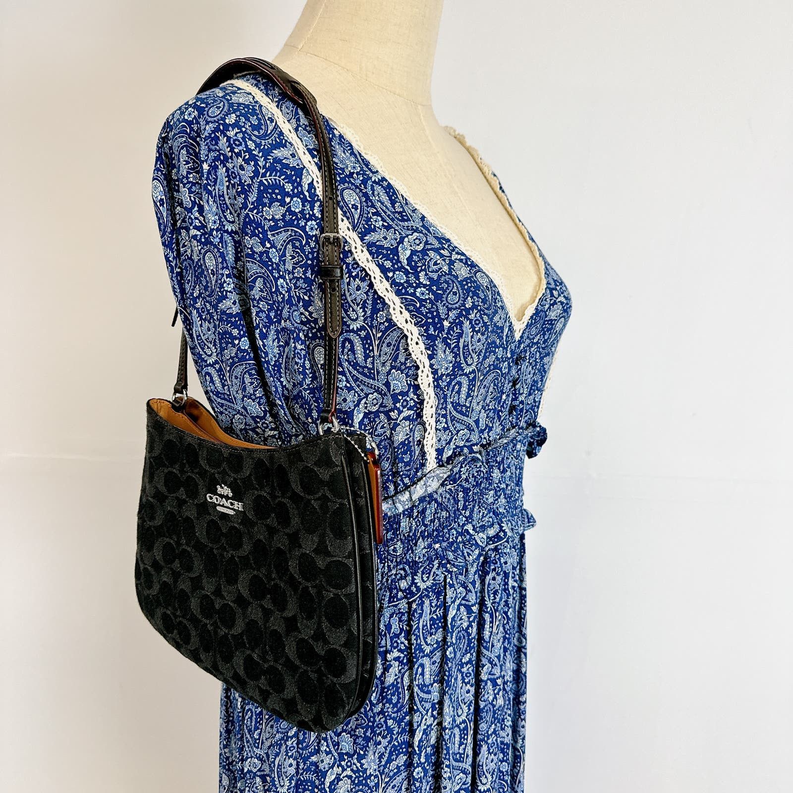 image of Coach Cp104 Penelope Shoulder Bag In Signature Denim Black, Women's