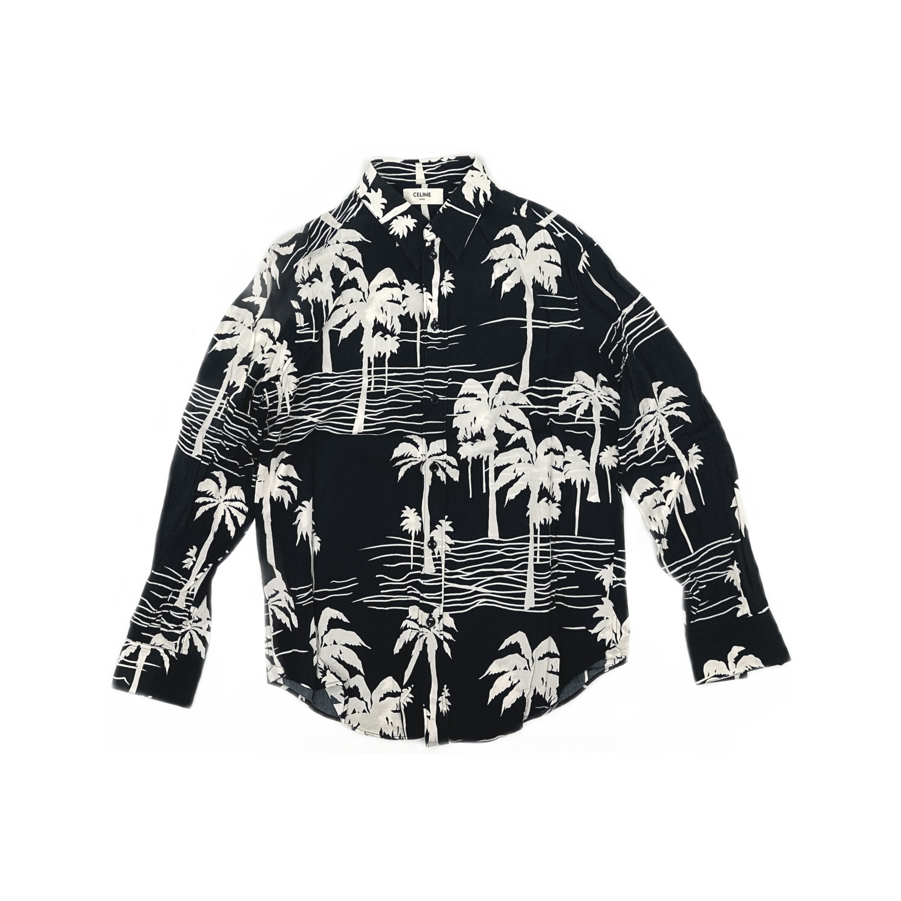 CELINE Palm Tree Print Long Sleeve Shirt Size M
