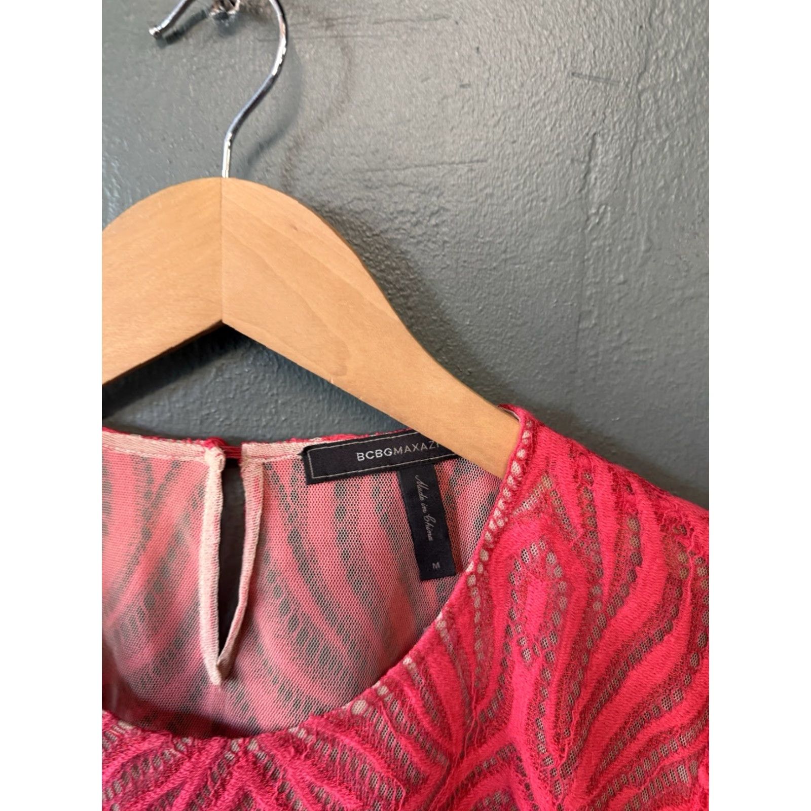 Bcbgmaxazria VINTAGE BCBGMAXAZRIA Slip Dress Womens Red Long Sleeve Sheer Knee Length M Size M / US 6-8 / IT 42-44 - 3 Thumbnail